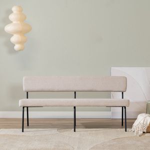 Bronx71® Scandinavische eetkamerbank Espen beige gerecyclede stof 160 cm