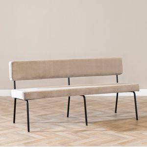 Bronx71 - Eetkamerbank - Taupe - Velvet - 160 cm