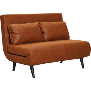 Bronx71® Slaapbank 1,5 persoons Kristian cognac eco-leer