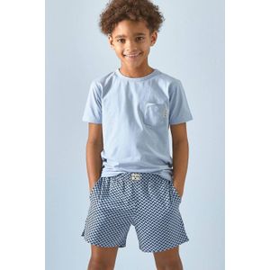 Little Label Pyjama heren Maat S/46 - aqua blauw - print - Shortama - Zachte BIO Katoen