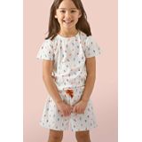 Little Label shortama met all over print van katoen ecru/blauw/rood