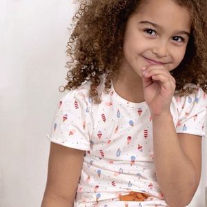 Little Label - Pyjama - Off White - Ijsjes - Shortama - Zachte BIO Katoen