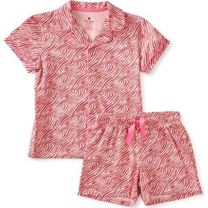 Little Label Pyjama Meisjes Maat 98-104/4Y - Fuchsia, roze - Zebra strepen - Shortama - Zachte BIO Katoen