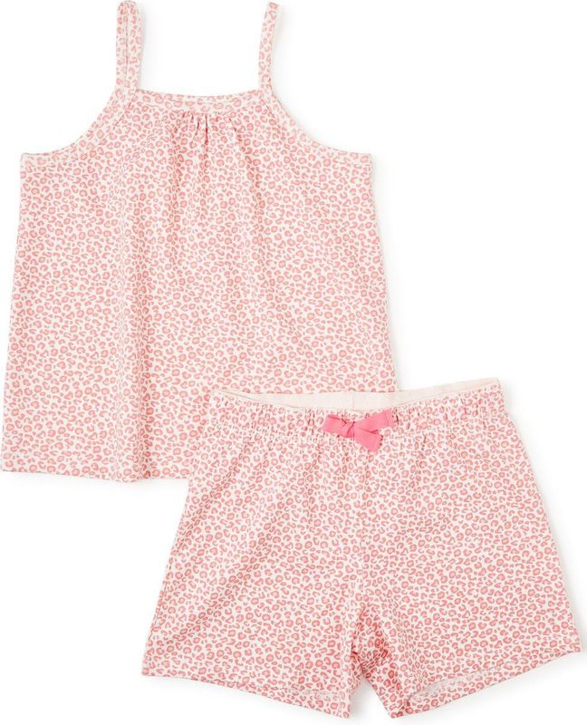 Little Label - Korte Meisjes Pyjama - Roze - Luipaard Motief - 8Y/122-128