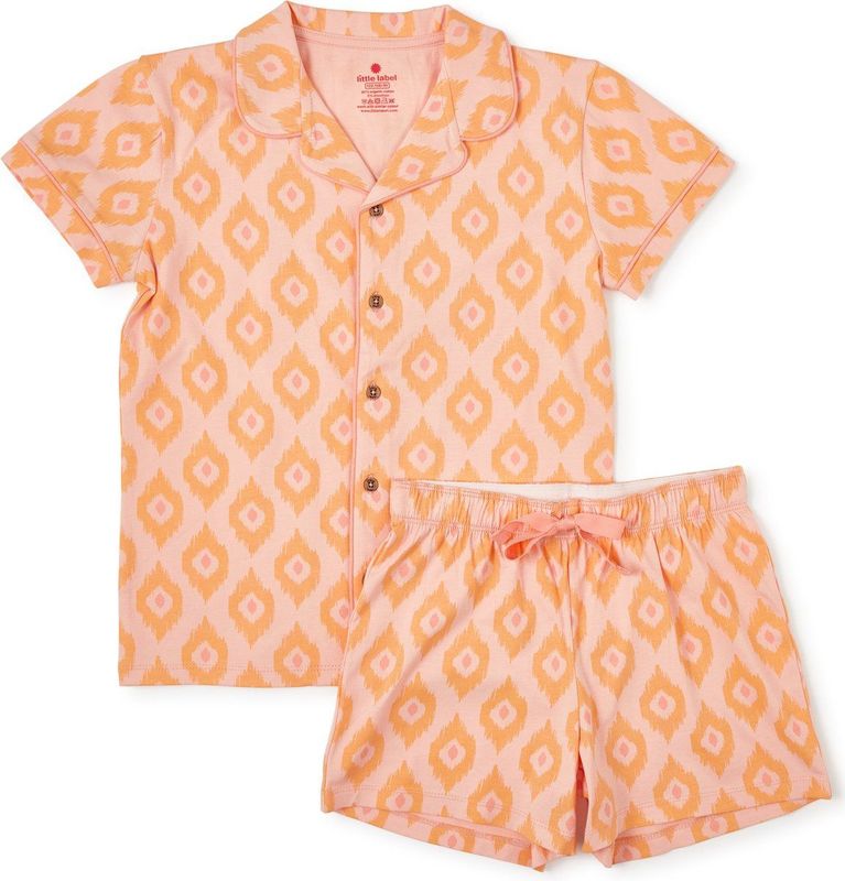 Little Label - Zomer Pyjama - Roze Oranje - Bio Katoen - 14Y/158-164
