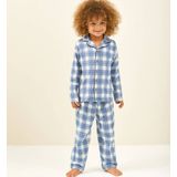 Little Label - Grandad Pyjama - Blauw, Wit - Zachte BIO Katoen