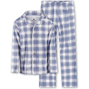 Little Label - Grandad Pyjama - Blauw, Wit - Zachte BIO Katoen