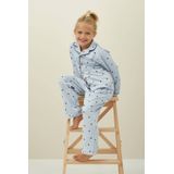 Little Label - Klassieke Pyjama - Lichtblauw - Hartjes - Zachte BIO Katoen