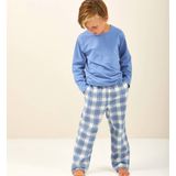 Little Label Geruite Pyjama van Biologisch Katoen Blauw