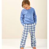 Little Label Geruite Pyjama van Biologisch Katoen Blauw