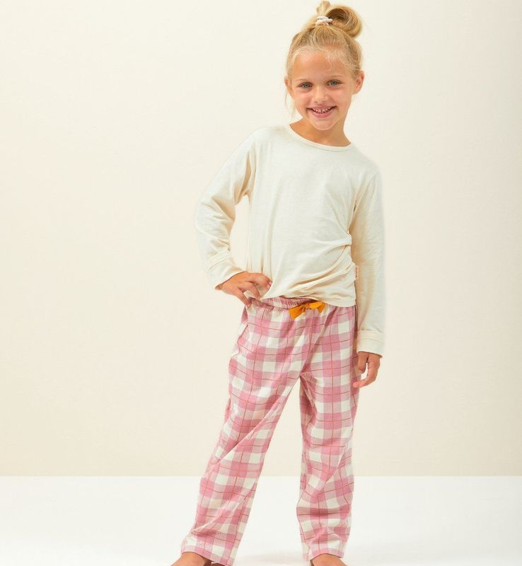 Little Label Pyjama Meisjes Maat 98-104/4Y - roze, Geel - Hartjes - Pyjama Kind - Zachte BIO Katoen