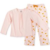 Little Label - Pyjama Set - Roze Bladeren - Zachte BIO Katoen