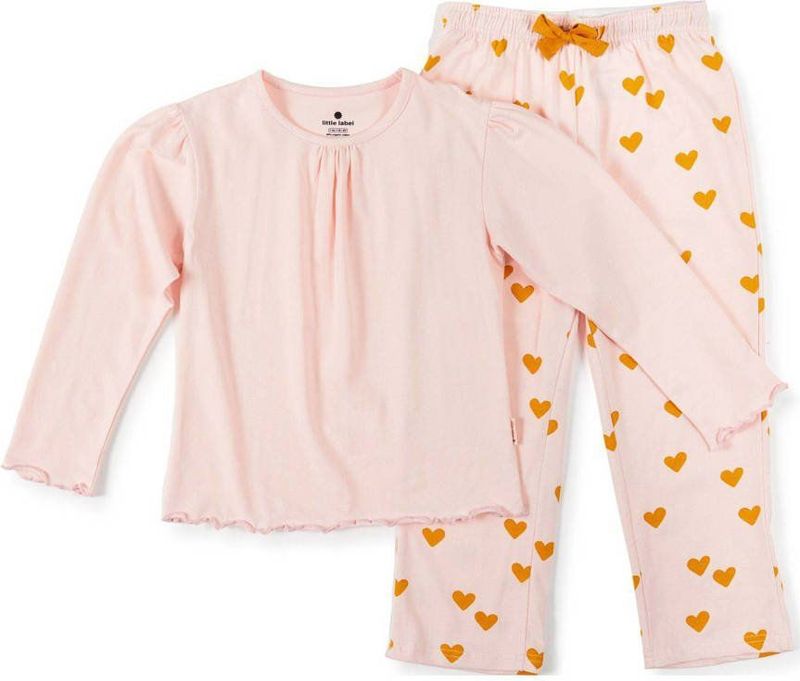 Little Label - Pyjama Set - Roze Bladeren - Zachte BIO Katoen