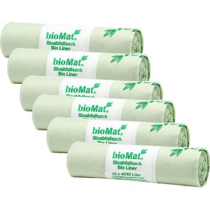 BioMat - Composteerbare vuilniszakken - 10 x 40/60 liter - 6 x 10 stuks