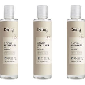 Derma Eco Make-up Remover - Reinigingswater - Voordeelverpakking 3 x 200 ML - Parfumvrij - Veganistisch - Gezichtsverzorging - Hypoallergeen