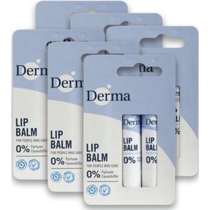 Derma Family - Lippenbalsem Voordeelverpakking - 6 x 2 stuks - Hypoallergeen - Parabeenvrij - Veganistisch