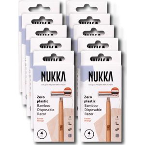 Nukka bamboe scheermes 3 mesjes oranje 4-pack