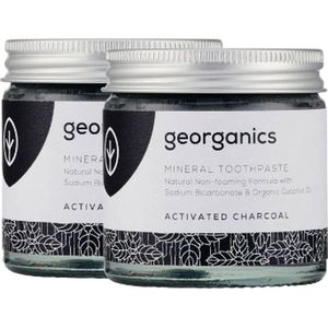 Georganics Minerale Tandpasta - Actieve Houtskool - 2 Stuks - Natuurlijke Whitening - Vegan - Zonder Fluoride