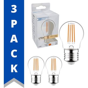 ProLong LED Filament Lamp E27 - Kogel Ø 4.5 cm - Transparant - 4.5W (40W) - Warm wit - 3 lampen