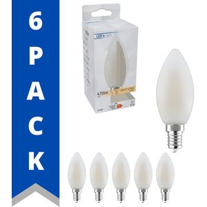 Prolong LED Lamp E14 Mat - B35 Kaars met melkglas - 4.5W (40W) - Warm wit - 6 Kaarslampen