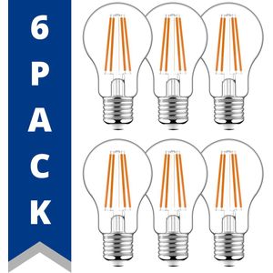 ProLong LED Lampen E27 - 7W 60W - Warm wit - A60 Mat Peertje - 6 pack - Filament lamp