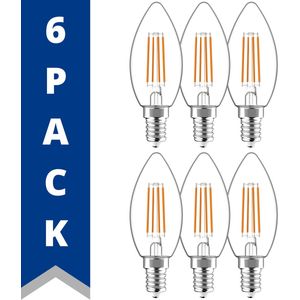 ProLong LED Filament Lamp Kaars - Ø 3.5 cm - Warm wit - 4.5W (40W) E14 - C35 - 6 stuks