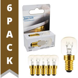 ProLong Halogeen E14 Ovenlampen - Bestendig tot 300° - 15W - T22 Capsule - 6 stuks