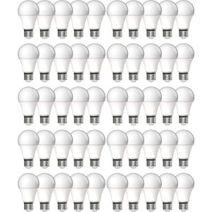 Set van 50 LED lampen E27 - Mat - Voordeelverpakking - Warm wit - 8W (60W)