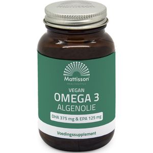 Mattisson - Vegan Algenolie Omega 3 500 mg - DHA 375 mg & EPA 125 mg - Vegan Voedingssupplement - 60 Capsules