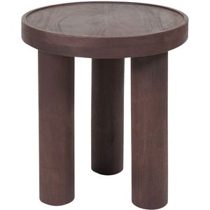Home67 - Bijzettafel Tias - Ronde Tafel - Espresso - Mangohout - Ø42 cm