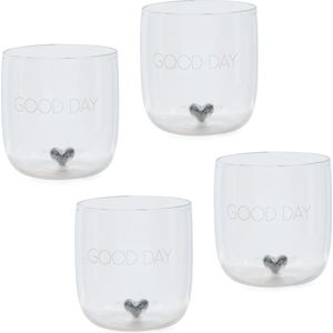 Riviera Maison Waterglazen Set - Good Day Glass M - Transparant - 325ml - 4 Stuks
