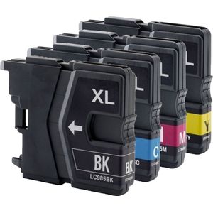 LC-985 XL Zwart + Alle Kleuren Set - Huismerk inktcartridge compatible met Brother DCP 145C \ DCP 163C \ DCP 165C \ DCP 167C \ DCP 185C \ DCP 195C \ DCP 365CN \ DCP 375CW \ DCP 383C \ DCP 385C \ DCP 387C \ DCP 395CN \ DCP 585CW \ DCP 6690CW