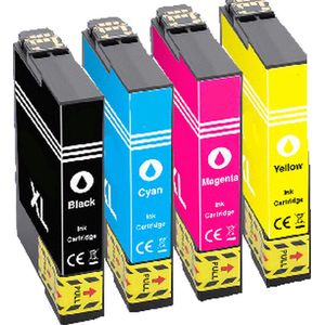 34XL Zwart + Alle kleuren - Huismerk inktcartridge compatible met Epson WorkForce Pro WF-3720 DW / Epson WorkForce Pro WF-3720 DWF / Epson WorkForce Pro WF-3725 DWF