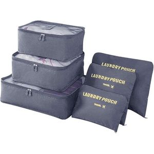 iBright 6 Delige Packing Cubes set - Luxe Koffer Organizer - Grijs