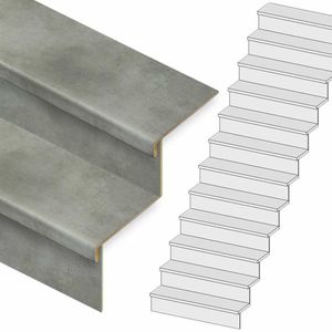 Traprenovatie set - recht - 12 treden PVC toplaag Steen grijs incl. stootborden
