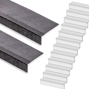 Traprenovatie set - rechte trap - 12 treden SPC toplaag Beton zwart