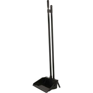 Benson Stoffer en blik met lange steel - zwart - 76 cm - Ergonomisch design