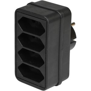 Benson Verloopstekker - Quattro - Vier aansluitingen - Zwart - 2300W