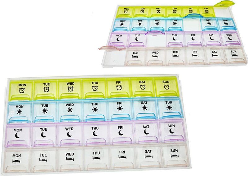 Benson Pillendoos - 7 Dagen - 4 Vakken Per Dag - 21.5 x 12 x 2.5 cm