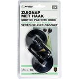 Benson Zuignap met haak set - kunststof - Ø 55 mm - zwart - 2-delig