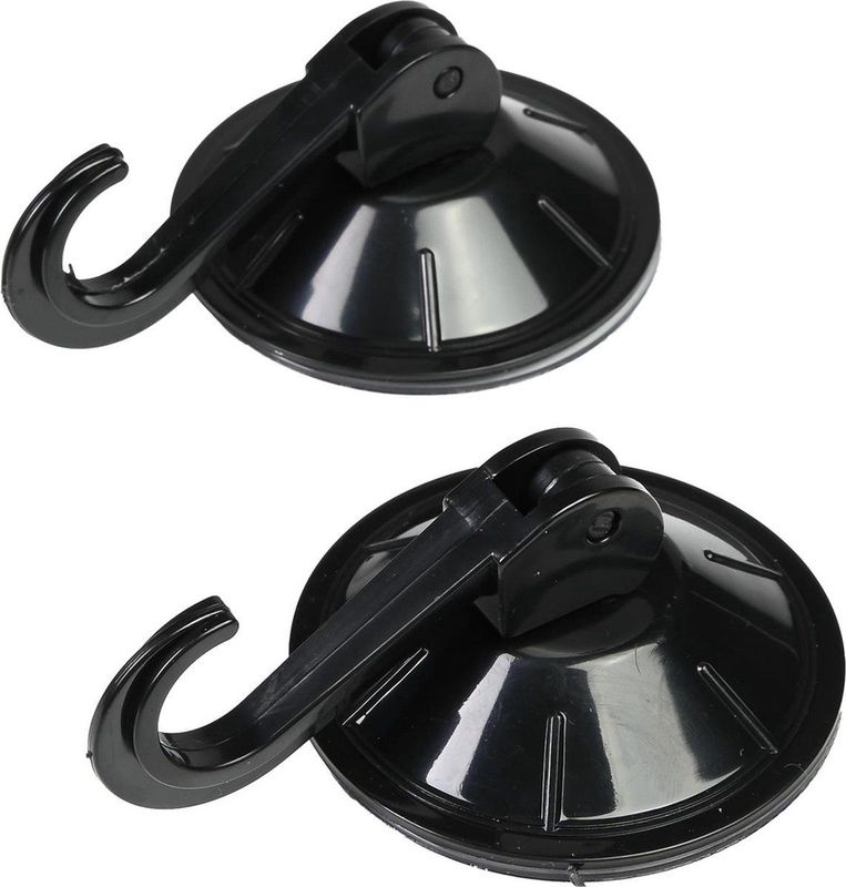 Benson Zuignap met haak set - kunststof - Ø 55 mm - zwart - 2-delig