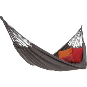 Benson Complete hangmat met karabijnhaak - 200 x 100 cm - grijs - inclusief bevestigingsmaterialen