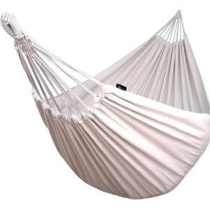 Benson Hangmat met karabijnhaak - Compleet - 200 x 100 cm - Beige - Inclusief touwen