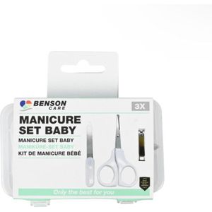 Benson Manicureset voor baby's - 3-delig - Roestvrijstaal - Inclusief etui - Veilig en hygiënisch