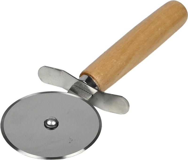 Benson Pizzasnijder - RVS wiel - Houten handvat - Duimbeschermer - 18,5 x 6,5 cm