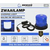 Benson Zwaailamp/discolamp - blauw - LED - 12V aansluiting - zwaailicht / zwaailichten