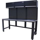 Kraftmeister Pro werktafel met 3 wandkasten RVS 204 cm zwart