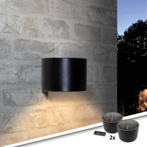 Solar led wandlamp op zonne energie sven rond - voordeelset van 2 stuks