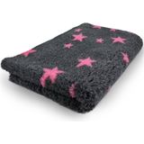 Vetbed Stars - Antraciet en Fuchsia - Antislip Hondenmat - 150 x 100 cm - Benchmat - Hondenkleed - Voor Honden - Machine Wasbaar - Droogloopmat