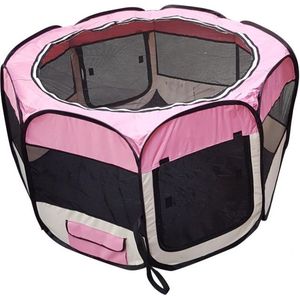 Topmast Nylon Puppyren - Roze - Opvouwbaar - 60 cm Hoog - Lichtgewicht - Achthoekig - Hondentent - Puppytent - Opvouwbare Ren